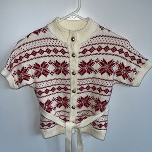 Janie and Jack Fair‎ Isle red and cream snowflake Cardigan Sweater Size 6